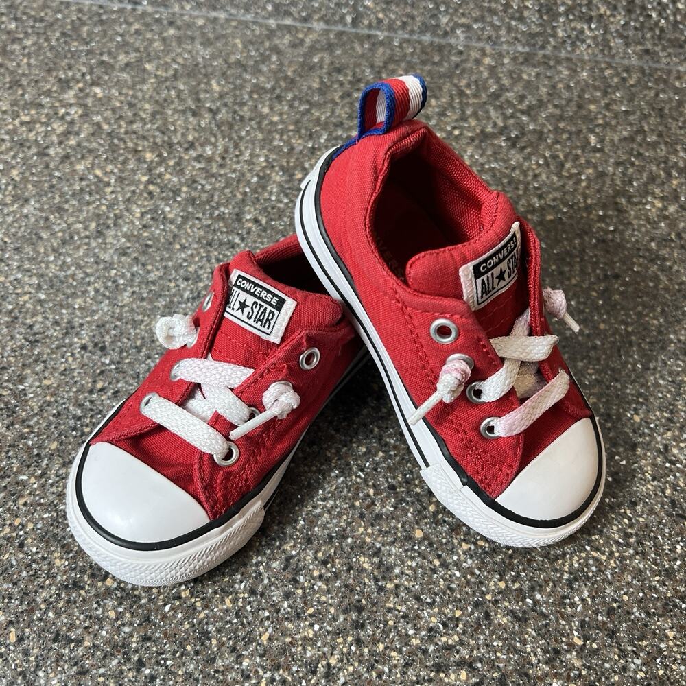 Converse All Star Kids Toddler Infant 6 Red Canvas Sneaker Slip On Low Top Shoes